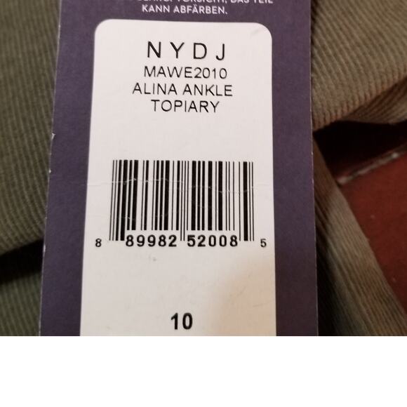 NYDJ LIFT TUCK Alina Lift & Tuck Tech Ankle Skinny Pants Olive Green Jeans Sz 10 - Picture 11 of 16